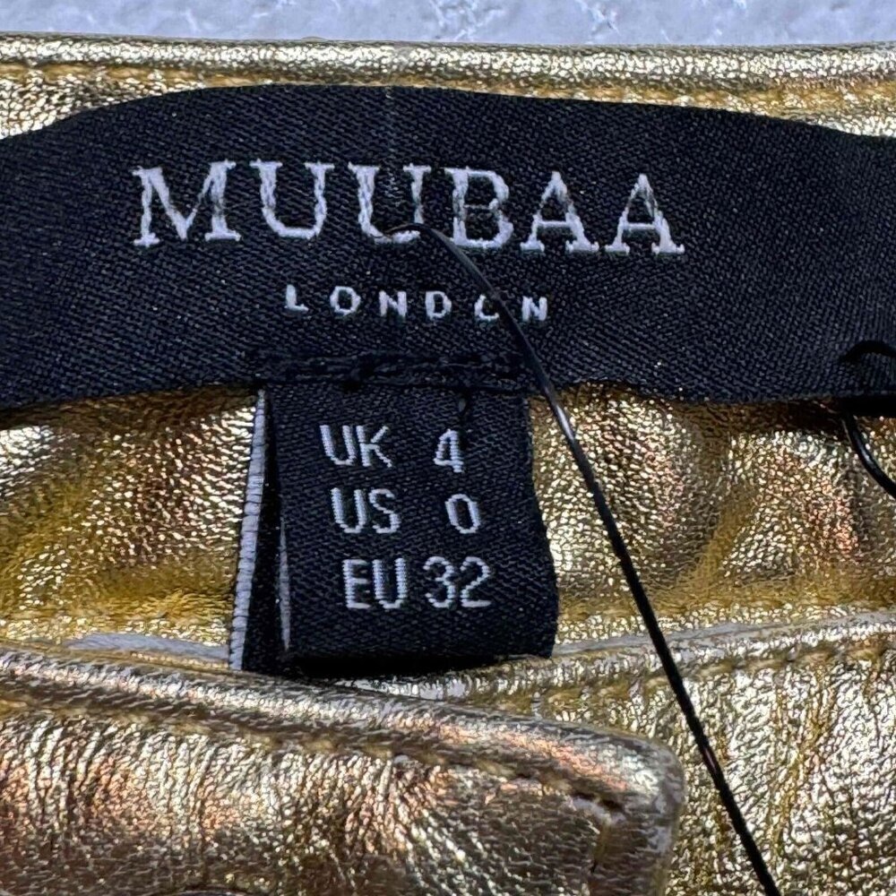 Muubaa London Amy Straight Sheep Leather Jeans 5-Pocket Gold Metallic Size‎ US 0 - Picture 8 of 15